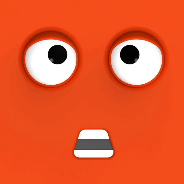 Red Face Cute Character Cute Face Stupid Face Emotion Surprise — Stock Photo, Image