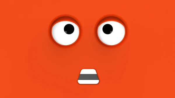 Cara Vermelha Personagem Bonito Cara Gira Cara Estúpida Emoção Surpresa — Fotografia de Stock
