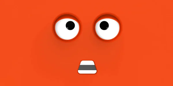 Red Face Cute Character Cute Face Stupid Face Emotion Surprise — Stock Photo, Image