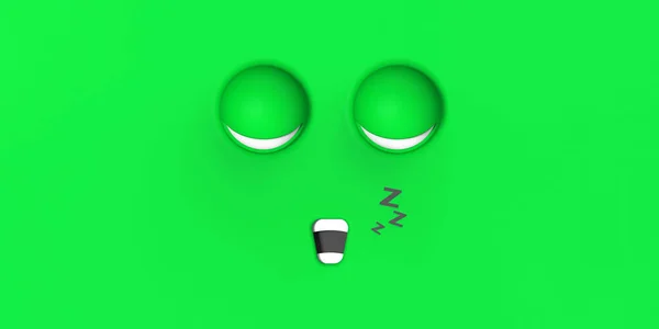 Πράσινο Πρόσωπο Του Ύπνου Χαριτωμένο Χαρακτήρα Ωραίο Πρόσωπο Χαλάρωση Κοιμήσου — Φωτογραφία Αρχείου