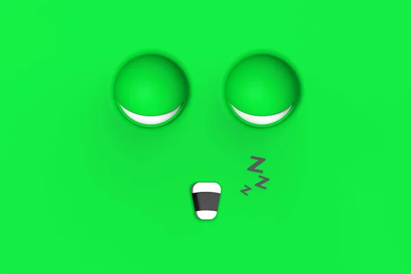 Grünes Gesicht Von Schlafenden Niedlichen Charakter Nettes Gesicht Entspannung Schlaf — Stockfoto