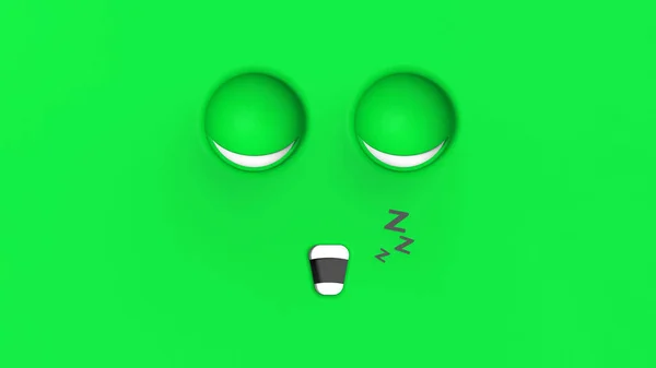 Grünes Gesicht Von Schlafenden Niedlichen Charakter Nettes Gesicht Entspannung Schlaf — Stockfoto
