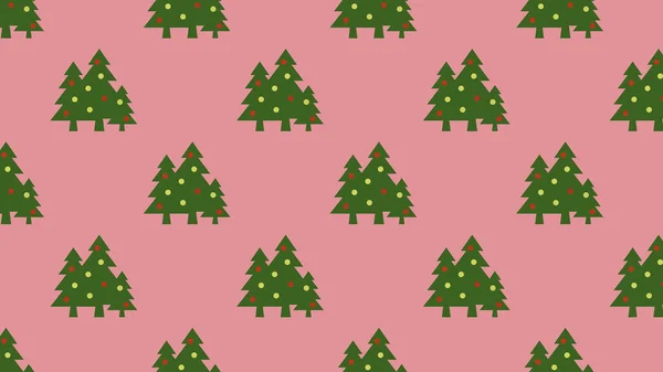 Patroon Afbeelding Van Groene Kerstbomen Met Ballen Paarse Rode Achtergrond — Stockfoto