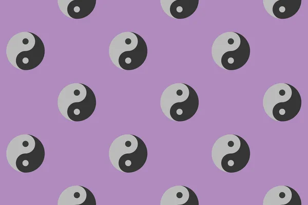 Padrão Imagem Símbolo Yin Yang Fundos Púrpura Pastel Símbolo Oposto — Fotografia de Stock