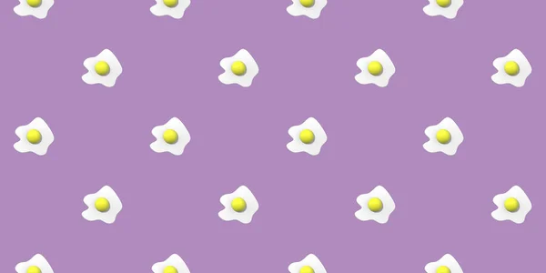 パターンだ パステルパープルの背景に鶏の卵のイメージ 丸い黄身の卵 表面のオーバーレイパターン 3D画像 3Dレンダリング サイトへの挿入のためのバナー 水平像 — ストック写真