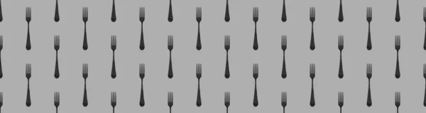 Pattern Fork Top View Gray Background Template Applying Surface Horizontal — Stock Photo, Image