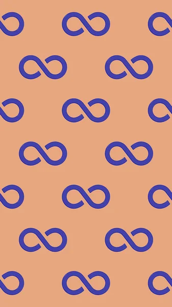 Seamless pattern. Infinity sign is blue, isolated on red orange background. Symbol of infinity. Vertical image. 3D image. 3d rendering