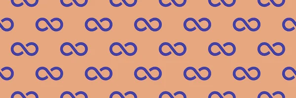 Seamless pattern. Infinity sign is blue, isolated on red orange background. Symbol of infinity. Banner for insertion into site. 3D image. 3d rendering