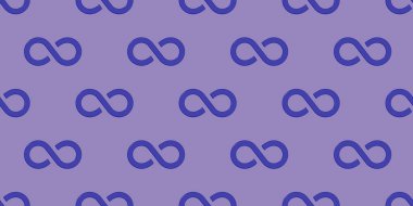 Kusursuz desen. Sonsuzluğun işareti mavi, pastel mor arka planda izole edilmiş. Sonsuzluğun sembolü. Yatay görüntü. Bölgeye yerleştirme pankartı. 3 boyutlu görüntü. 3d oluşturma