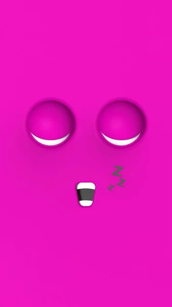 Pink face of sleeping cute character. Cute face. relaxation. sleep and rest. Vertical image. 3d image. 3D rendering.