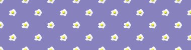 pattern. Image of chicken egg on pastel blue purple backgrounds. Egg with round yolk. Surface overlay pattern. 3D image. 3D rendering. Horizontal image. Banner for insertion into site.