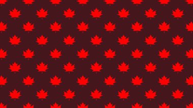 pattern of red maple leaves on a brown background. template for application to the surface. Horizontal image. Banner for insertion into site.