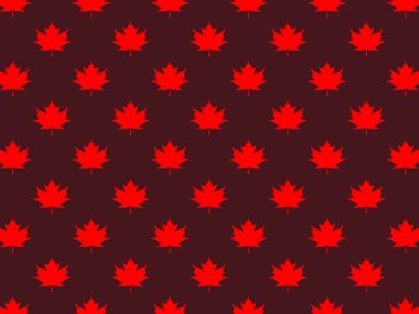 pattern of red maple leaves on a brown background. template for application to the surface. Horizontal image.