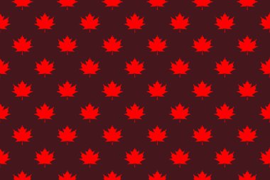 pattern of red maple leaves on a brown background. template for application to the surface. Horizontal image.