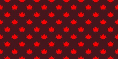 pattern of red maple leaves on a brown background. template for application to the surface. Horizontal image. Banner for insertion into site.