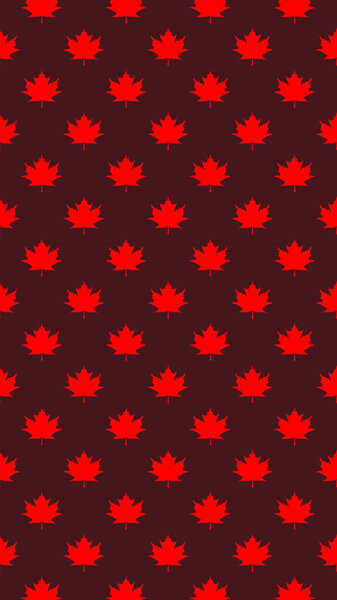 pattern of red maple leaves on a brown background. template for application to the surface. Vertical image.