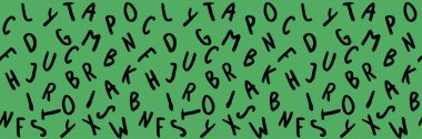 template with the image of keyboard symbols. set of letters. Surface template. green background. Horizontal image. Banner for insertion into site.