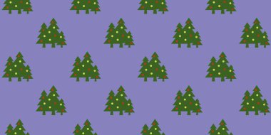 Desen. Pastel mavi arka planda topları olan yeşil Noel ağaçları. Yeni yılın ve Noel 'in sembolü. Yüzeyde kaplama şablonu. Yatay görüntü. 3 boyutlu görüntü. 3d oluşturma