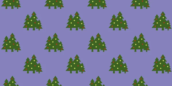 Pattern Image Green Christmas Trees Balls Pastel Blue Purple Backgrounds — Stock Photo, Image