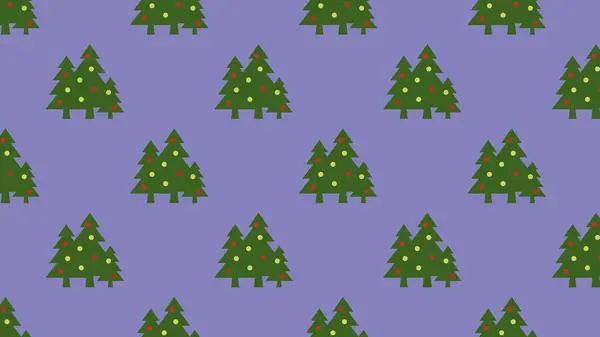 Muster Bild Von Grünen Weihnachtsbäumen Mit Kugeln Auf Pastellblauem Lila — Stockfoto