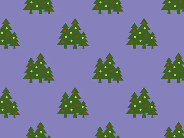 Pattern Image Green Christmas Trees Balls Pastel Blue Purple Backgrounds — Stock Photo, Image