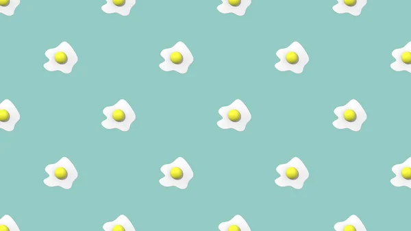 彩色绿色蓝色背景上的鸡蛋图像 鸡蛋加圆形蛋黄 表面覆盖图案 横向图像 横幅插入到现场 3D图像 3D渲染 — 图库照片