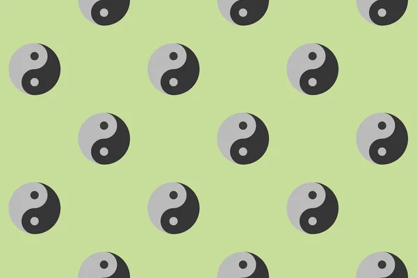 pattern. Image of Yin Yang symbol on pastel pea backgrounds. Symbol of opposite. Surface overlay pattern. Horizontal image. 3D image. 3D rendering.
