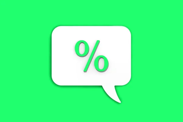 Светло Зеленый Знак Процента Белой Доске Объявлений Сигнал Снятия Процентов — стоковое фото