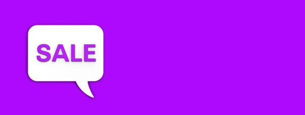 紫罗兰 在白色留言板上签名 利息提取信号 折扣通知 紫色背景上的信息 横向图像 用于插入站点的横幅 3D图像 3D渲染 — 图库照片