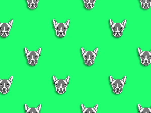 Узор Изображением Собаки Зеленый Фон Горизонтальное Изображение — стоковое фото