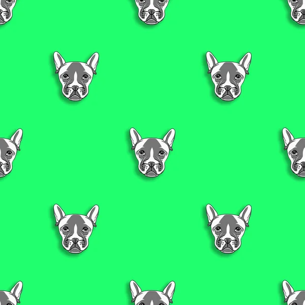 Безшовний Візерунок Зображенням Собаки Зелений Фон Зображення Квадрату — стокове фото