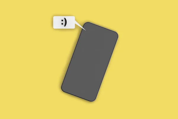 Ett Textmeddelande Som Innehåller Teckenemoticon Mobiltelefon Citron Bakgrund Utsikt Över — Stockfoto
