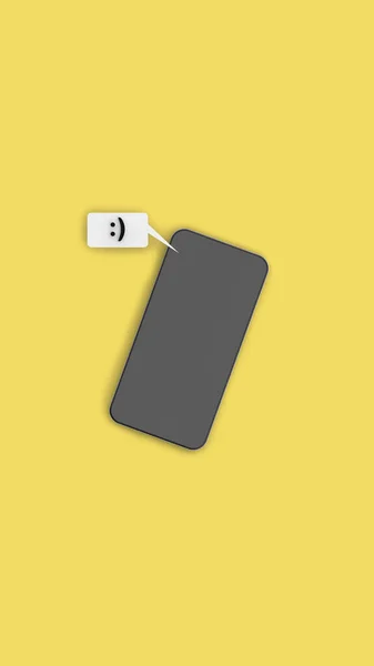 Mesaj Text Care Conține Emoticon Caracter Telefon Mobil Fundal Citron — Fotografie, imagine de stoc