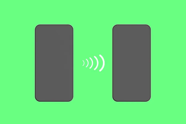Comunicação Entre Dois Dispositivos Transferir Dados Entre Dois Gadgets Usando — Fotografia de Stock