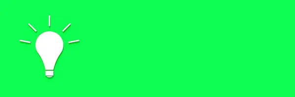 Белая Светящаяся Лампочка Тенью Зеленом Фоне Иллюстрация Символа Идеи Горизонтальное — стоковое фото