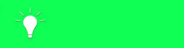 Vit Glödande Glödlampa Med Skugga Grön Bakgrund Illustration Idésymbol Horisontell — Stockfoto