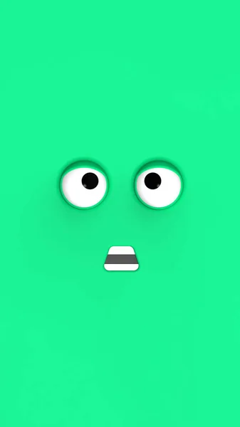 Zielona Twarz Słodkiego Charakteru Słodka Twarz Głupia Twarz Emocjonalna Niespodzianka — Zdjęcie stockowe