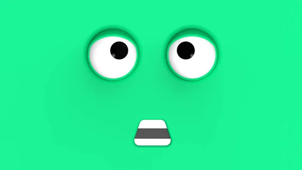Zielona Twarz Słodkiego Charakteru Słodka Twarz Głupia Twarz Emocjonalna Niespodzianka — Zdjęcie stockowe