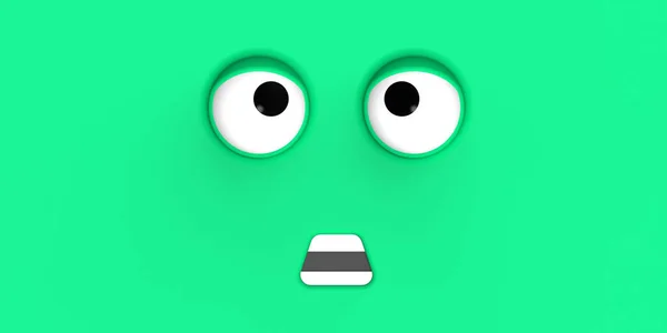 Grünes Gesicht Von Niedlichem Charakter Nettes Gesicht Dummes Gesicht Emotionale — Stockfoto