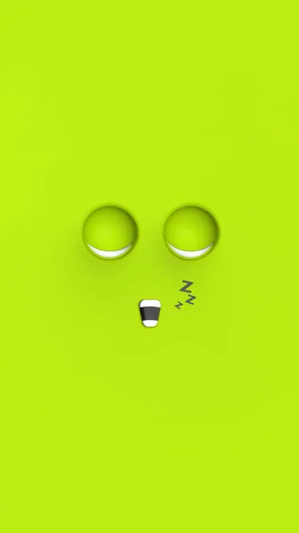 Zielona Twarz Śpiącego Słodkiego Charakteru Słodka Twarz Relaks Śpij Odpocznij — Zdjęcie stockowe