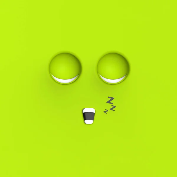 Зелене Обличчя Сплячого Милого Персонажа Миле Обличчя Розслаблення Спати Відпочивати — стокове фото