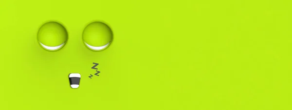 Зелене Обличчя Сплячого Милого Персонажа Миле Обличчя Розслаблення Спати Відпочивати — стокове фото