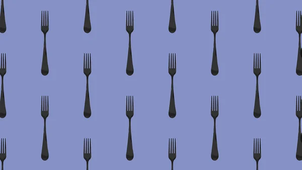 Pattern Fork Top View Pastel Blue Background Template Applying Surface — Stock Photo, Image