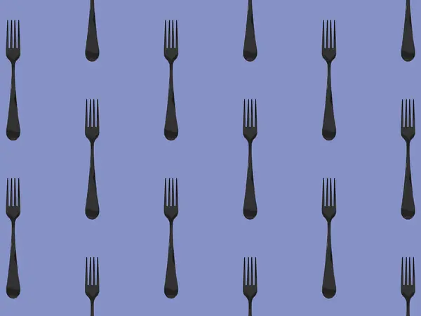 Pattern Fork Top View Pastel Blue Background Template Applying Surface — Stock Photo, Image