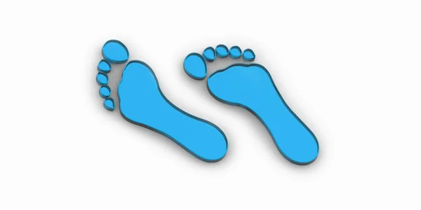 Two Blue Glass Bare Footprints Bare Footprint Close Image Rendering — Stock Photo, Image