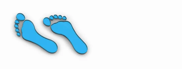 Zwei Blaue Gläserne Fußabdrücke Nackten Fußabdruck Aus Nächster Nähe Bild — Stockfoto