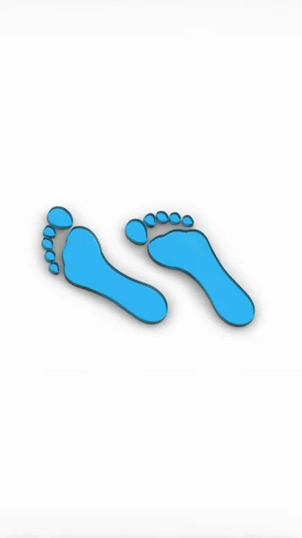 Two Blue Glass Bare Footprints Bare Footprint Close Image Rendering — Stock Photo, Image