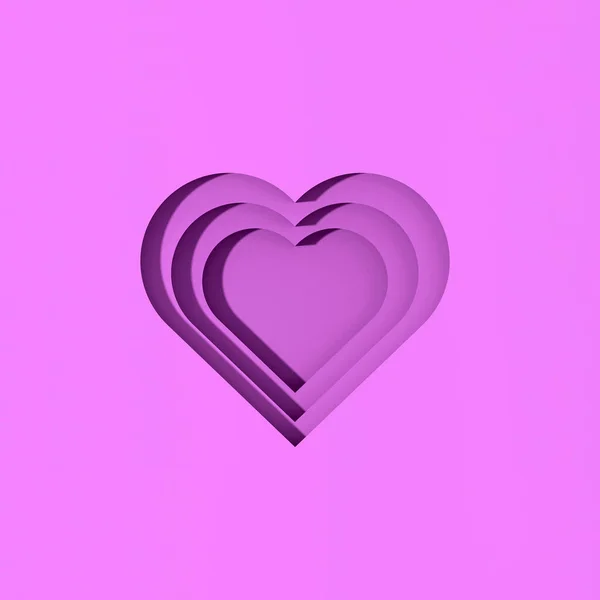 Corações Violetas Com Sombras Sulcos Forma Coração Com Sombras Dia — Fotografia de Stock