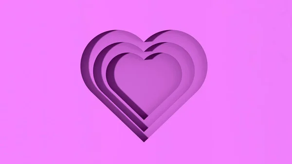 Фиолетовые Сердца Тенями Сердечные Борозды Тенями День Святого Валентина Горизонтальное — стоковое фото