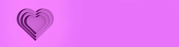 Фиолетовые Сердца Тенями Сердечные Борозды Тенями День Святого Валентина Горизонтальное — стоковое фото